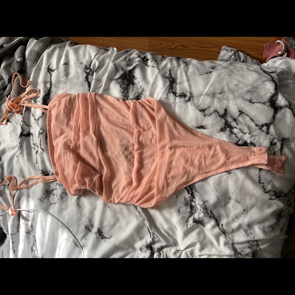 forever 21 pink mesh bodysuit